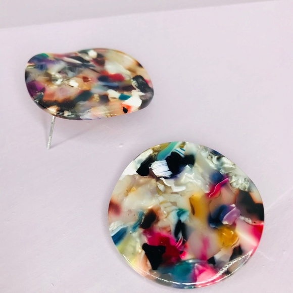 🆑 Multicolor Round Post Earrings - Picture 5 of 6